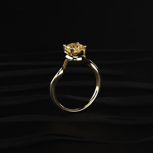 Bague de fiançailles de luxe en or massif et platine, sertie d'un moissanite jaune taille coussin de 2,15 carats, forme fluide, bijoux fins faits à la main - Product Image 6