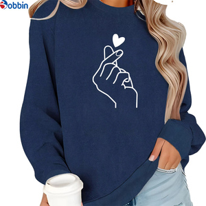 Sweat-shirts à manches longues à col rond avec imprimé cœur mignon et tendance, sweat-shirts à capuche personnalisés en relief, best-sellers - Product Image 2