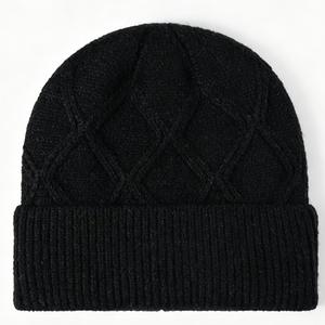 Gorro de Punto Unisex Negro Sólido con Estampado por Transferencia Térmica, 100% Acrílico, Casual de Invierno para Adultos, 58-60CM, Tejido a Mano para Exteriores - Product Image 1