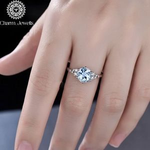Bague de fiançailles Charm_Jewells pour femme en argent 925 plaqué or rose avec moissanite taille coussin, sertie à griffes, style fleur romantique, certifiée IGI - Product Image 4