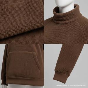 Sweat-shirt oversize en molleton de coton épais 500 g/m² pour femme, marron uni, anti-rétrécissement, streetwear haut de gamme, hiver, OEM - Product Image 4