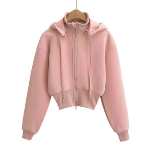 Sudadera corta con capucha para mujer, manga larga, estampado abstracto, tejido de poliéster, ropa informal de primavera - Product Image 2