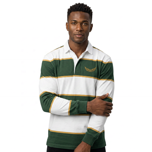 <b>Men's</b> <b>Long</b> <b>Sleeve</b> <b>Shirt</b> Green <b>White</b> Gold Embroidered Logo Turn-down Collar Full <b>Sleeve</b> Regular Fit All Seasons - Product Image 3