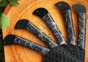 Ensemble de couteaux de cuisine artisanal Majestic en acier inoxydable 3 pièces, personnalisé, écologique, avec manche en bois de rose et étui en cuir véritable - Product Image 3