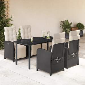 Juego de Comedor de Jardín de 5 Piezas en Ratán Sintético Negro - Product Image 1