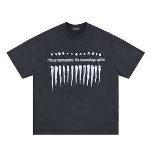 <b>Men's</b> Black O-Neck Short Sleeve T-<b>Shirt</b> Front Letter Print <b>Skulls</b> Anti-Wrinkle Regular Fit Street Style 100% Cotton Jersey - Product Image 1