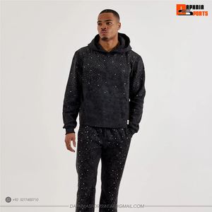 Sudadera con Capucha DAPHNIA para Hombre, Diseño de Puntos Negros, Pedrería de Alta Calidad, Corte Regular, Estilo Urbano, Unisex - Product Image 3