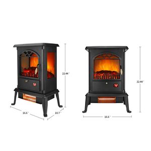 Caminetto Elettrico Autoportante a 3 Porte in Vetro con Fiamma 3D da 1500W, Telecomando, Riscaldamento a Tubo al Quarzo, 7 Colori di Fiamma, 4 Livelli, per Hotel - Product Image 2