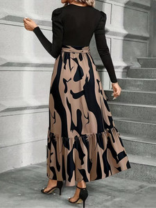 Ensemble jupe en mousseline à pois et haut à manches longues noir pour femme – Tenue décontractée et élégante en satin pour le printemps et l'été - Product Image 3