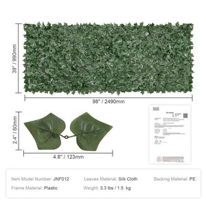 Malla de Privacidad Ivy de 39 x 98 Pulgadas, Pantalla Verde Artificial con Protección UV, Tamaño 2m, Revestimiento de Tela de Malla, Uniones Reforzadas - Product Image 3