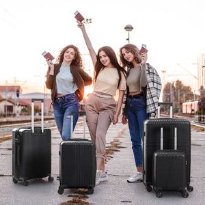 Set di Valigie 4 in 1 con Serratura Personalizzata Non-TSA, Trolley in PP Nero da 16, 20, 24, 28 Pollici - Product Image 5