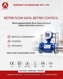 Débitmètre électromagnétique MIRRANT AUTOMATION pour la mesure des liquides avec affichage numérique, connectivité par bride, acier inoxydable - Product Image 3
