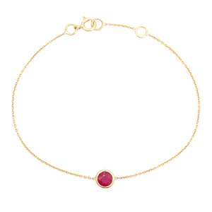 14K Solid Gold Solitaire Ruby Chain <b>Bracelet</b> <b>for</b> <b>Girlfriend</b> - Product Image 4