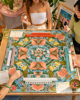 Tapis de table de mahjong et de poker américain doux, design original Lucky Tiles, motif floral moderne et luxueux, 33x33 pouces