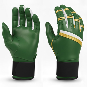 Wholesale Trendy Baseball Batting Gloves Premium Quality Long Cuff Leather Custom Logo Ambidextrous <b>Hook</b> Loop Closure Gloves - Product Image 5