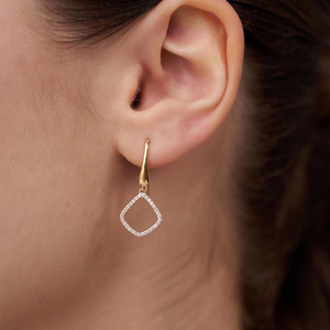 Round Lab Diamond <b>Dangle</b> <b>Earrings</b> 14kt White /Yellow Gold <b>Earrings</b> Diamond Jewelry Wedding <b>Earrings</b> Pentagon Design Fashion Gift - Product Image 1