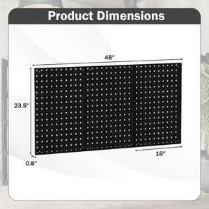 Kit de panneaux perforés métalliques robustes à fixer au mur avec 3 panneaux pour garage, atelier, maison, bureau ou salle de bain - Product Image 5