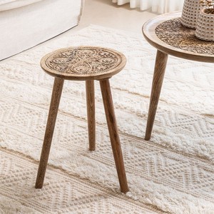 Vandana Terra Pebble <b>Round</b> <b>side</b> <b>table</b> Ø30 cm in mango wood Nanup - Product Image 1