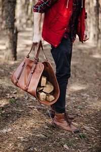 Custom Genuine Leather Wood Carrier Heavy Duty Firewood <b>Log</b> Carrier Bag Handcrafted <b>Fireplace</b> Timber Tote Bag LWC-0046 - Product Image 3