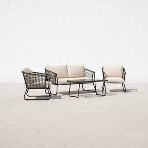 Ensemble de 4 sièges de canapé en rotin confortable avec coussins doux - Product Image 1