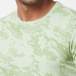 T-shirt en coton à manches courtes et col rond pour homme, avec motif, coupe ajustée, décontracté, en jersey, imprimé, respirant, design tricoté - Product Image 6