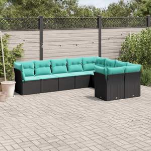 Conjunto de sofás de jardín en negro y azul - Product Image 1