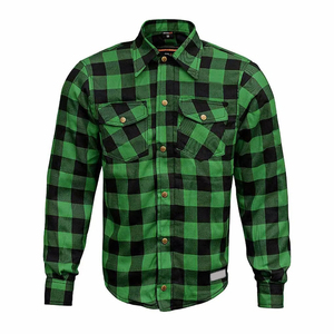 Chemise en flanelle doublée de Kevlar vert et noir avec chemise de motard renforcée en aramide et chemise de protection homologuée CE pour homme - Product Image 4