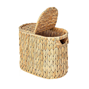 Woven Water Hyacinth <b>Baskets</b> for Storage Toilet Paper <b>Basket</b> <b>with</b> <b>Lid</b> and Handle Wholesale Price by Vietnamese Artisans - Product Image 2
