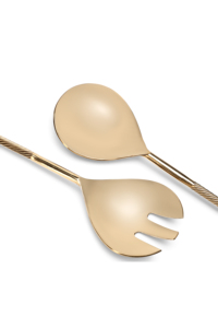 Ensemble de cuillères et fourchettes de service en or mat moderne avec design de manche torsadé pour les occasions de mariage - Product Image 4
