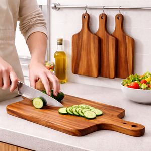 Ensemble de planches à découper en bambou de qualité supérieure avec poignée, planches à découper durables pour la cuisine, grain de bois naturel, durables, à suspendre - Product Image 6