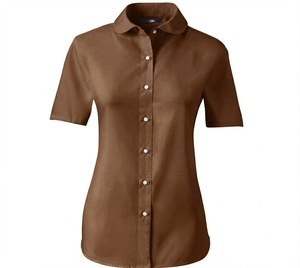 Uniformes scolaires personnalisés pour filles de maternelle et primaire : Blouse blanche moderne à col Peter Pan, manches courtes, design élégant pour - Product Image 6