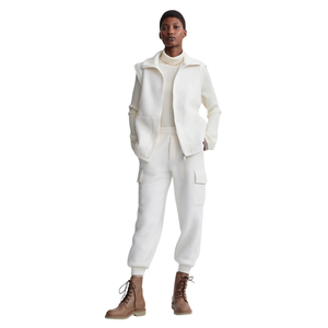 Custom <b>Women's</b> Off White Sherpa <b>Fleece</b> Vest Ribbed Collar Utility Pocket Full Zip Sleeveless Outerwear Warm <b>Gilet</b> Wholesale OEM - Product Image 2