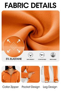 ชุดวอร์มลำลองสำหรับผู้หญิง สีสันสดใส ระบายอากาศได้ดี มีซิป เสื้อครอปฮู้ดดี้ กางเกงจ็อกกิ้ง ชุดเซ็ตเดียว ผลิตจากวัสดุรักษ์โลก แห้งเร็ว - Product Image 6