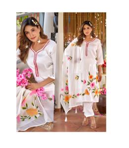 Kurti de Algodón al por Mayor con Estampado de Pincel, Estilo Étnico Elegante para Mujer, Ropa Casual para Fiesta, Secado Rápido, Precio de Exportación - Product Image 1