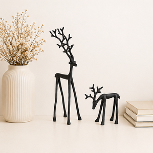 Nordic Style Black Metal Reindeer Figurine Set Sophisticated Sculpted Deer Ornament For Home Office Luxury <b>Christmas</b> Reindeer - Product Image 2