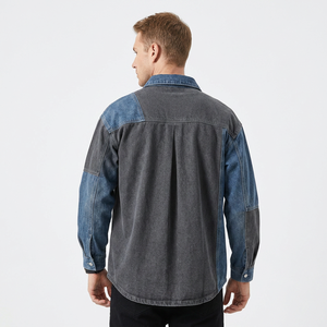 Camisa de Mezclilla Personalizable para Hombre, Ecológica, con Parches, Manga Larga, Corte Regular, Cuello Clásico, Casual, Lavado a la Piedra, Tejido Transpirable - Product Image 6
