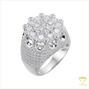Anillo de Plata 925 Premium con Diamantes Cultivados en Laboratorio, Diseño Floral, para Compradores de Joyería al por Mayor y Revendedores Minoristas - Product Image 4