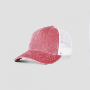 Velvet Mesh Trucker <b>Cap</b> 5 Panel Breathable Mesh Back Snapback Curved Brim Unisex Outdoor Sport Vintage Casual Headwear - Product Image 5