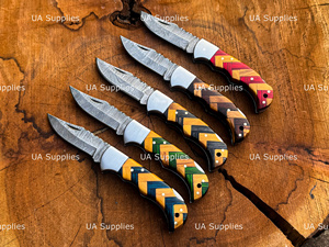 Couteau de poche pliant à verrouillage en acier de Damas, fournisseur d'usine en gros, couteau de chasse EDC, manche personnalisé, OEM ODM, marque privée - Product Image 6