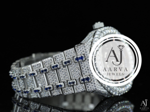AARVA JEWELS Women's Luxury <b>Watch</b> <b>Case</b> Hidden Clasp 3BAR Water Resistance Moissanite Band Analog Quartz Sapphire Crystal Dial - Product Image 5