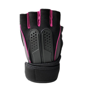 <b>Half</b> Finger Fitness Gloves Black Pink Neoprene Breathable Non <b>Slip</b> Adjustable Wrist Strap Gym Weight Lifting Unisex - Product Image 1