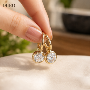 925 Sterling <b>Silver</b> <b>Hoop</b> <b>Earrings</b> Women's Bezel Round Shape Diamond Drop <b>Earrings</b> for Party Wedding - Product Image 4