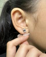 Boucles d'oreilles clous en diamant de laboratoire taille émeraude, argent sterling 925, sertissage quatre griffes, certifiées IGI, bijoux fins pour femme, mariage