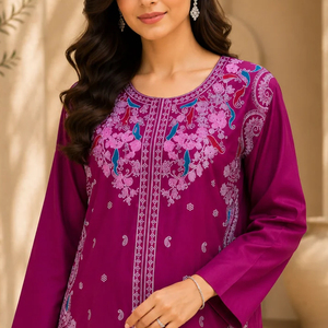 Nouvel ensemble 2 pièces pour femme en soie brute, Salwar Kameez, couleur personnalisée, élégant, qualité supérieure, Pakistan, service OEM en gros SHEEZA.D - Product Image 6