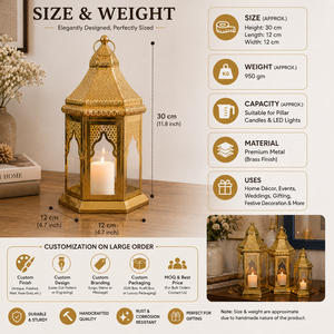 <b>Brass</b> Moroccan Candle <b>Lantern</b> Holder Metal Hurricane <b>Lantern</b> Decorative Home Decor Hanging Candle Stand Wedding Centerpiece - Product Image 5
