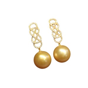 Nouveauté été, boucles d'oreilles pendantes en perles naturelles de 11-12 mm, plaquées or 18 carats, argent pur 925, belle peau de bébé avec de légères imperfections - Product Image 5