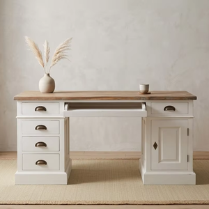 Escritorio de Oficina Contemporáneo de Madera Ani con Cajón para Archivos, Acabado Natural, para Oficina en Casa y Sala de Estudio - Product Image 1