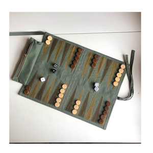Wholesale Folding Fabric Backgammon Set <b>Canvas</b> Roll-Up Travel Board Game Custom Eco Friendly Wood Token Roll Up Backgammon Game - Product Image 1