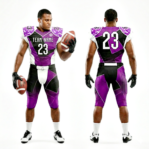 Uniforme de football américain OEM violet avec détails noirs – Qualité supérieure, vente chaude, uniforme de football personnalisé - Product Image 3