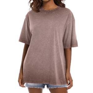 Oversized T-Shirts for Women Short Sleeve Vintage Print Cotton Tees Acid Stone Washed Casual Baggy Tops 240 GSM 100% Cotton - Product Image 2